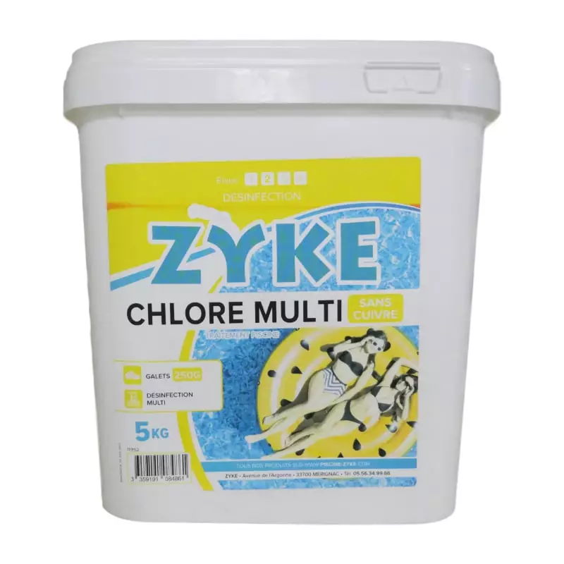 Chlore multiactions - 5Kg -  sans cuivre