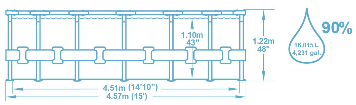 Piscine Tubulaire Bestway 457m X 122m Filtre à Cartouche